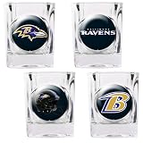 NFL Baltimore Ravens Four Piece Square Shot Glass Set (Individual Logos)