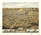 Decorah, Winneshiek County, Iowa 1870. Merchants Lithographing Co., large historic panoramic map reprint 41x36