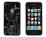 Clear White Butterfly Flower TPU Case for Apple iPhone 4, 4G (fits AT&T ver ....