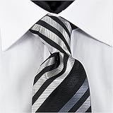Jones Collection Black & Silver Striped Silk Tie