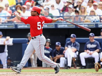 Los Angeles Angels of Anaheim v San Diego Padres, PEORIA, AZ - MARCH 15: Bobby Abreu Photographic Poster Print by Christian Petersen, 9x12