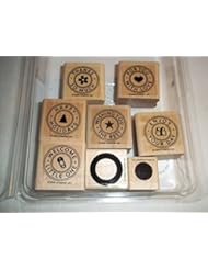 Art and Craft Supply: Stampin Up Riveting Circle Greetings Rubber Stamps Set of 8 - Stampin Up