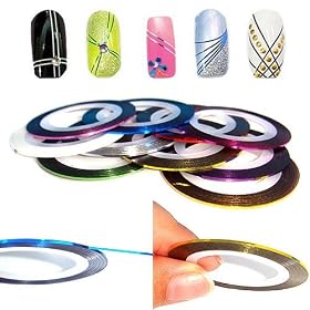 Tiffany Nail Art Striping Tape Line Decoration pack of 10 rolls