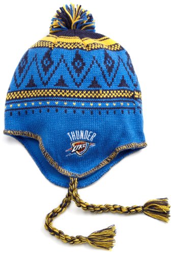 NBA Men's Tassel Knit Hat - Ke80Z, Oklahoma City Thunder, One Size, Blue/navy/gold