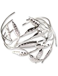 Silver cuff bracelet, Dancing Leaves - Handmade Sterling Silver Cuff Bracelet Jewelry
