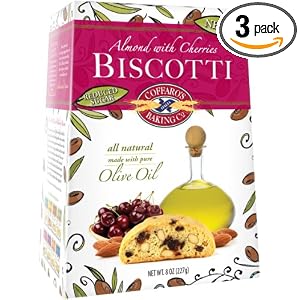 Coffaro's Baking Company Almond with Cherries Olive Oil Biscotti, 8-Ounce Boxes (Pack of... by 