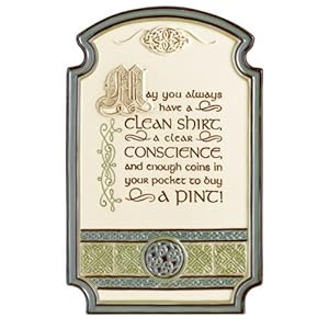 Grasslands Road Celebrating Heritage Celtic Ceramic Plaque May You Always Have a Clean Shirt 10 by 6-1/2-Inch