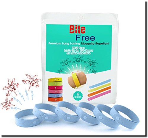 Natural Mosquito Repellent Bracelet - Deet Free, Non-Toxic Band With Potent Geraniol Mosquito Repelling Blend - Hiking, Camping Safe For Kids & Babies - Bite Free (6PK)
