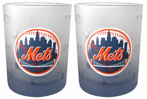 New York Mets Frosted Rocks Glass (14-Ounce, Set of 2)