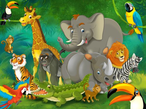 Jungle Animals Photo Wall Paper - Jungle and Animals Mural - Xxl Jungle Wall Decoration Nursery
