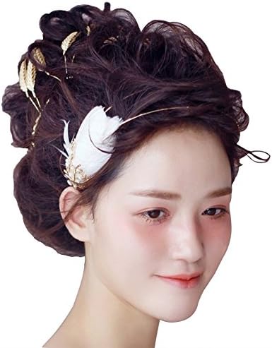 Bridess Women's Feather Bridal Headband Hair Band Accessories Clasp Gold