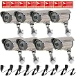VideoSecu 8 Day Night Vision Bullet Security Cameras High Resolution Wide Angle lens Weatherproof 28 Infrared LEDs for CCTV DVR Home Surveillance System with Power Supplies and Free Warning Decals W19
