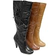 Bamboo by Journee High Heel Tall Crinkle Boots