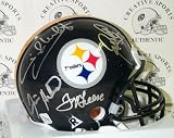 Steel Curtain (Joe Greene LC Greenwood Ernie Holmes Dwight White) autographed Steelers mini helmet