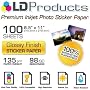 LD Glossy Inkjet Photo Paper (8.5"X11") 100 pack - with Sticker