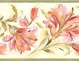 Mauve and Peach Lily Wallpaper Border
