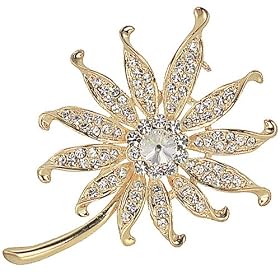 Coneflower Crystal Diamante Brooch Pin