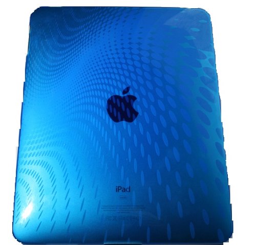 iPad カバー　ウェーブデザイン ブルー