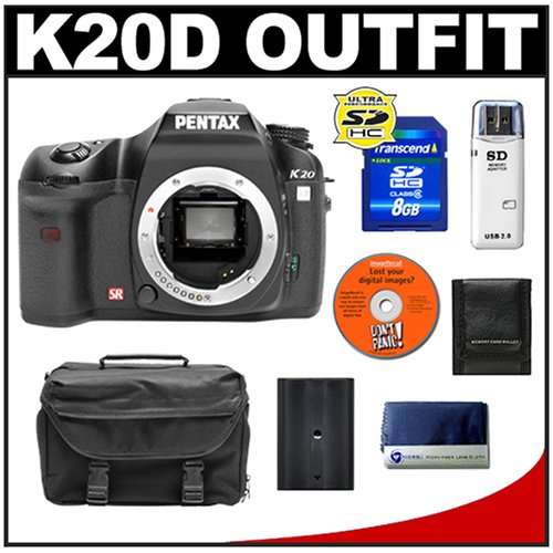 Pentax K20D Digital SLR Camera with 8GB SDHC Card + Spare D-LI50 Battery + Case + Cameta Bonus Accessory Kit