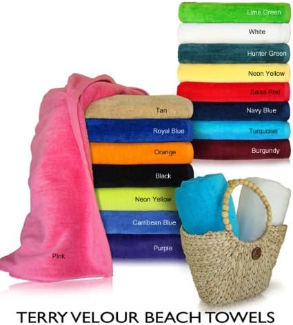 Case of 24 100% Cotton Terry Velour Beach Towels 30x60 Turquoise