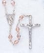 22" Silver Tone Rosary with 7mm Pink Beads, Mary with Child Emblem, and Crucifix - Imported from ITALY 22" Silver Tone Rosary with 7mm Pink Beads, Mary with Child Emblem, and Crucifix - Imported from ITALY