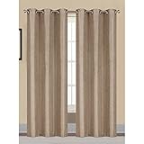 Window Elements Willow Textured Woven 76 x 96 in. Grommet Curtain Panel Pair, Natural