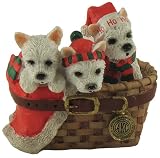 2.75 Amercian Kennel Club Westies in a Basket Dog Christmas Figure