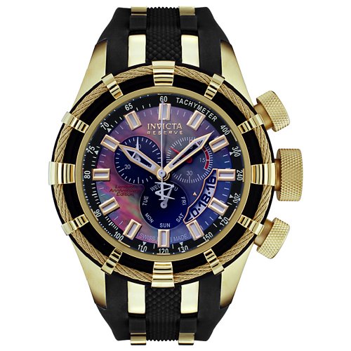 Invicta Men's 6478 Reserve Collection Chronograph 18k Gold-Plated and Black Rubber Watch
