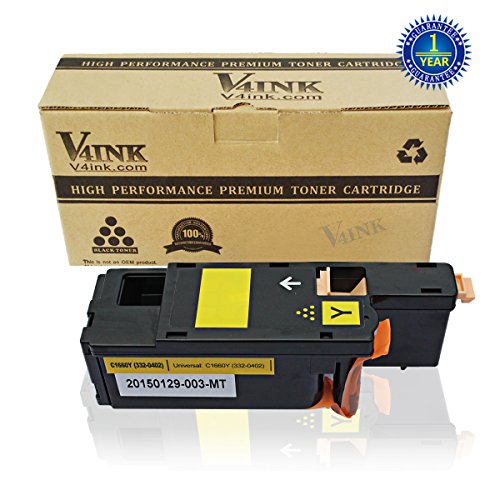 V4INKÂ® 1 Pack Replacement Toner Cartridge DELL C1660 (332-0402)(Yellow) compatible with DELL C1660 C1660W C1660cnw, yield of 1,000 pages