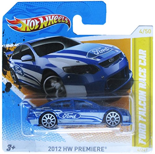 2012 Hot Wheels Short Card HW Premiere Ford Falcon Race Car Blue/White #4/247