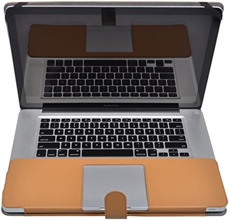 Case Star® Premium Quality Brown Color Protective PU Leather Carry Case Cover with Magnetic Snap Closure for Apple Macbook Pro 15 Inches MD103LL/A 15.4 Inch Laptop