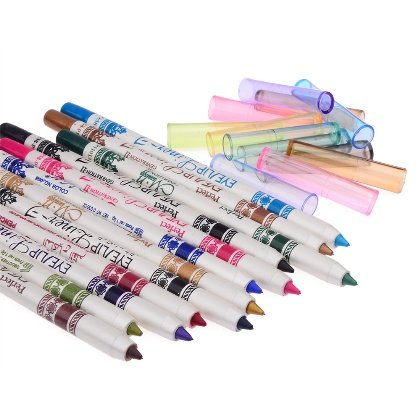 Dfunlife 12 Color Glitter Lip Eyebrow Eyeliner Pencil Pen Cosmetic Makeup Beauty Set Kit