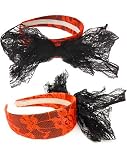 Neon Lace Headband W Bow Pink