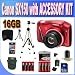 Canon PowerShot SX150 IS 14.1 MP Digital Camera with 12x Wide-Angle Optical Image Stabilized Zoom with 3.0-Inch LCD (Red) W/16GB SDHC Memory + Memory Card Wallet + 2 Sets of Rechargeable Batteries + Charger + SDHC Card Reader + LCD Screen Protectors + Case + Full Size Tripod + Accessory Saver Bundle!
