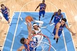 New York Knicks v Denver Nuggets: Carmelo Anthony and Danilo Gallinari Photographic Poster Print by Garrett Ellwood, 28x42