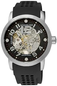 Stuhrling Original Men's 1070.33161 Classic Delphi Adonis Automatic Skeleton Black Rubber Strap Watch