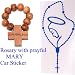 Small Transparent Rosary with Blessed Mother Mary sticker for your car ( 12 x 6 cm - 4.8 x 2.5 inches) + Olive wood Finger Rosary from Bethlehem