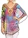 Sakkas Villa Long Wide Tall Printed Rhinestone Circle Poncho Top Blouse Cover Up