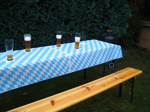 Wiesn Bierzeltgarnitur Tischdecke aus stoffähnlichem Vlies, Öko-Tex 100, Bavaria, Bayernmuster,1 x 2,5m, ideal für jede Party, Oktoberfest Deko