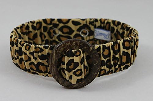 Schmoozies safe, secure and stylish black & tan leopard collar with coconut slide buckle- aromatherapy