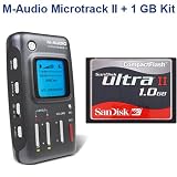 M-Audio MicroTrack II Professional Mobile Digital Recorder + SanDisk 1GB Compact Flash Card