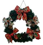 08X'mas プリントリボンリース レッド 40cm
