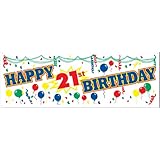 Happy 21st Birthday Sign Banner Party Accessory (1 count) (1/Pkg)