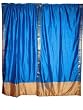 2 Bright Blue Beige Art Silk Sari Drapes Curtains Panels Rod Pocket 84"