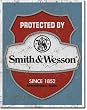 Smith & Wesson - Protected By Tin Sign 12.5" X 16"