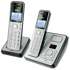 AEG Eole 1625 Duo Schnurloses Eco Logic Telefon inkl. Anrufbeantworter, zus�tzlichem Mobilzeil silber
