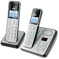 AEG Eole 1625 Duo Schnurloses Eco Logic Telefon inkl. Anrufbeantworter, zus�tzlichem Mobilzeil silber