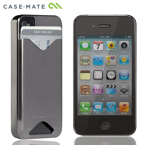 Case-Mate 日本正規品 iPhone 4S / 4 カードホルダー付ハードケース ID Case グロス・メタリック・シルバー CM015574