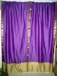 2 Violet Gold Artsilk Sari Saree Curtains Drapes Panels Window Dressing