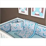 IMAGE OF Geo Aqua Four Piece Crib Bedding Set